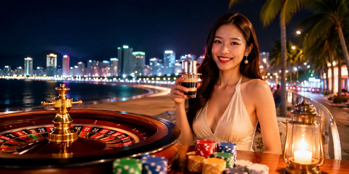 Người dùng tại Nha Trang thưởng thức cà phê và kiểm tra kết quả cược trên điện thoại bên bờ biển